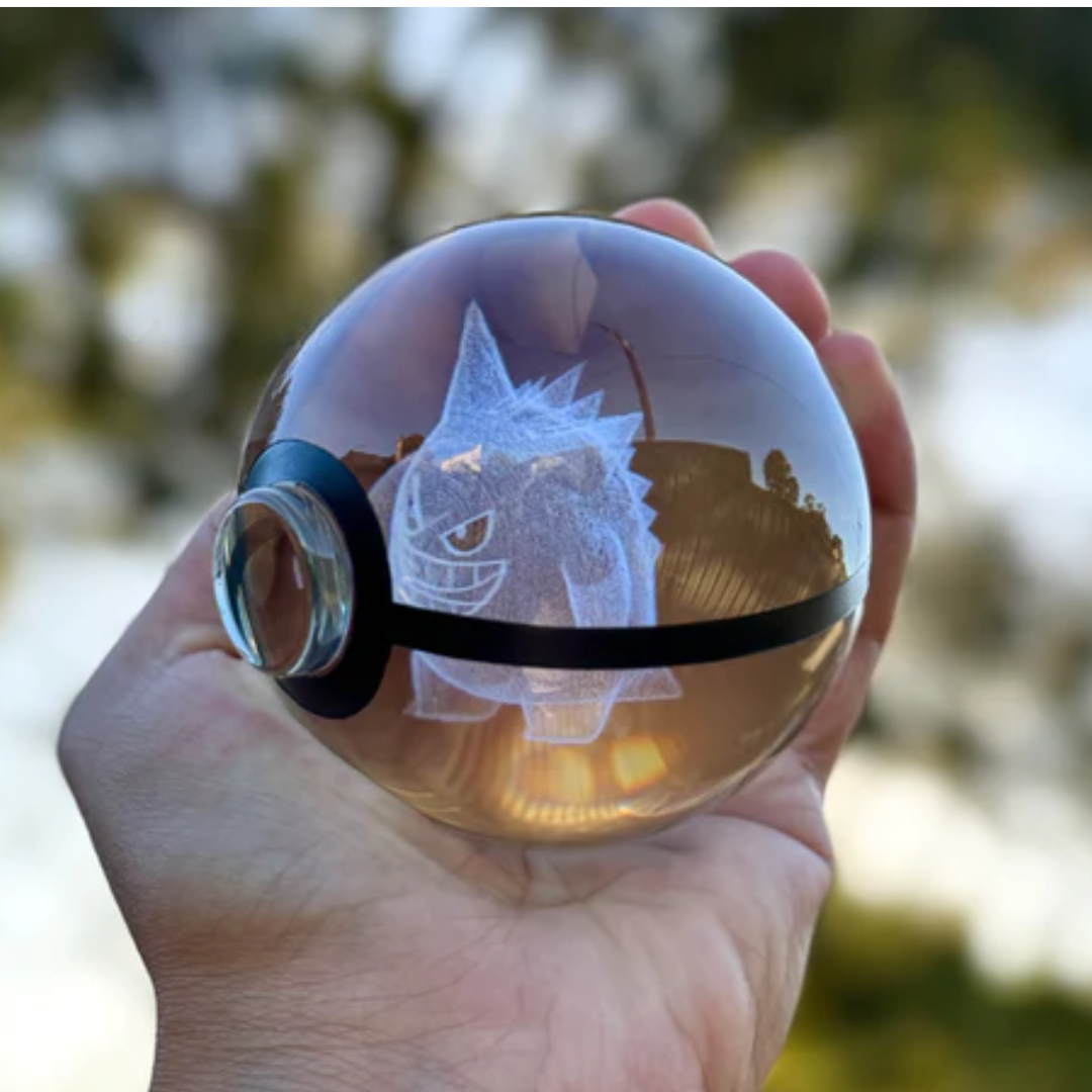 Lampara Pokeballs de cristal con luz Led RGB